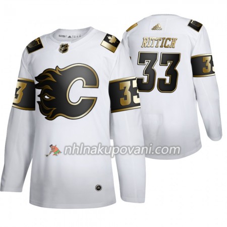 Calgary Flames Dresy David Rittich 33 Adidas 2019-2020 Golden Edition Bílá Authentic - Pánské Calgary Flames Dresy David Rittich 33 Adidas 2019-2020 Golden Edition Bílá Authentic - Pánské